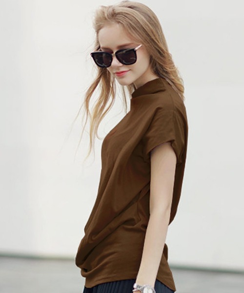 DAY CLOSET tシャツ 半袖 レディース シンプルハイネックカットソー