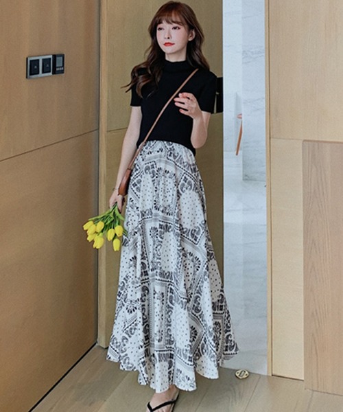 DAY CLOSET スカート レディース ペイズリー柄ロングスカート