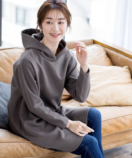 Tiaclasse tシャツ ソフトボンディングパーカーチュニック レディース