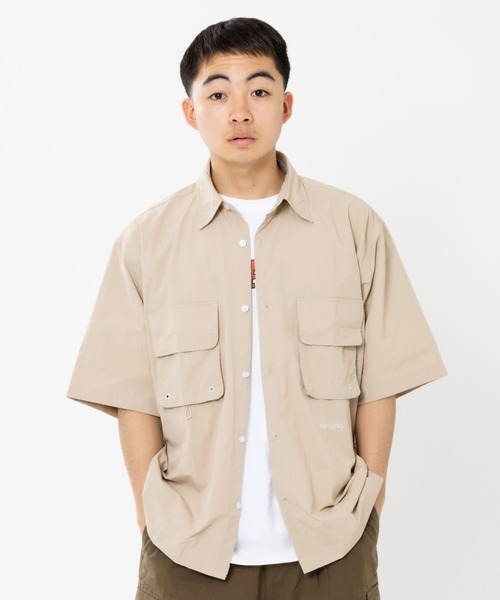 ブラウス シャツ 「mahagrid/マハグリッド」UTILITY POCKET SHIRT/ポケット シャツ レディース メンズ