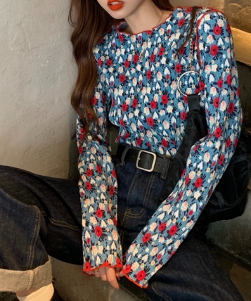 tシャツ Tシャツ レトロスウィートフラワートップス レディース