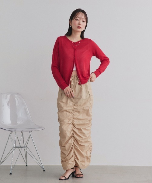 カーディガン シアー クルーネック ショート UV対策 カーディガン レディース | ad thie | 29