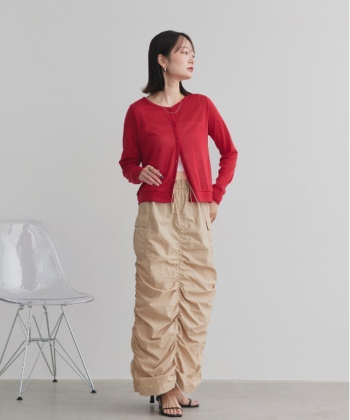 カーディガン シアー クルーネック ショート UV対策 カーディガン レディース | ad thie | 30
