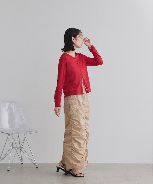 カーディガン シアー クルーネック ショート UV対策 カーディガン レディース | ad thie | 31
