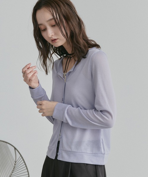 ad thie（アドティエ） カーディガン 夏 シアー クルーネック ショート