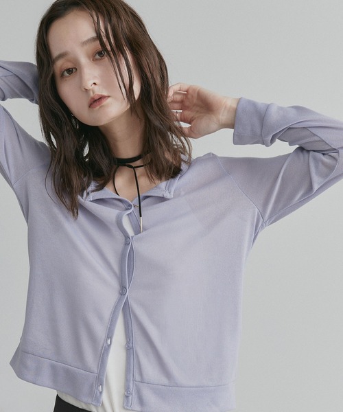 ad thie（アドティエ） カーディガン 夏 シアー クルーネック ショート