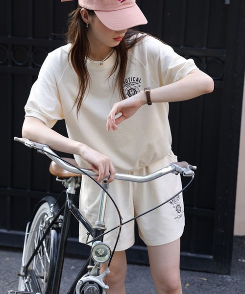 aimoha セットアップ ロゴ刺繍カットソーTシャツ＋ショート