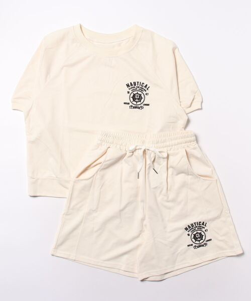aimoha（アイモハ） セットアップ ロゴ刺繍カットソーTシャツ＋