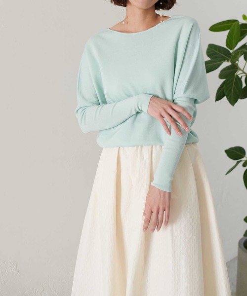 ニット セーター 前後2wayシンプルニット スーパー120sプレミアムウール レディース Jines ニット セーター 前後2wayシンプルニット スーパー120s