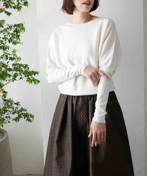 ニット セーター 前後2wayシンプルニット スーパー120sプレミアムウール レディース Jines ニット セーター 前後2wayシンプルニット スーパー120s
