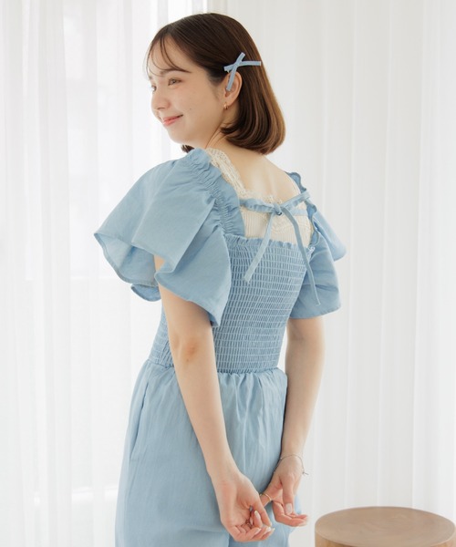 ヘアークリップdenim flowerレース添え　No.366 flower ヘアクリップ デニムリボンクリップ : ZOZOTOWN Yahoo!店