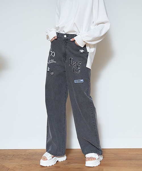 LOVETOXIC ワイドパンツ パンツ 「LTXC」ワッペンワイドパンツ キッズ