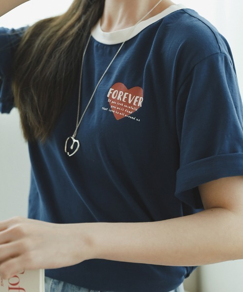 tシャツ ハートプリントＴシャツ(親子ペア対応) レディース
