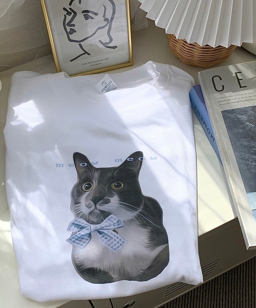 tシャツ MEOWねこプリント半袖Tシャツ レディース : ZOZOTOWN Yahoo