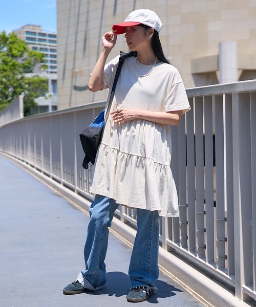 未使用タグ付き エミアトリエ ティアードチュニックブラウス ワンピース 白 asymmetry tiered tunic / アシメティアードチュニック（シャツ