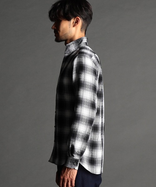 ニコルクラブフォーメン（NICOLE CLUB FOR MEN）/ドビーチェック スタンドカラーシャツ NICOLE CLUB FOR MEN（ニコルクラブフォーメン） シャツ ドビー