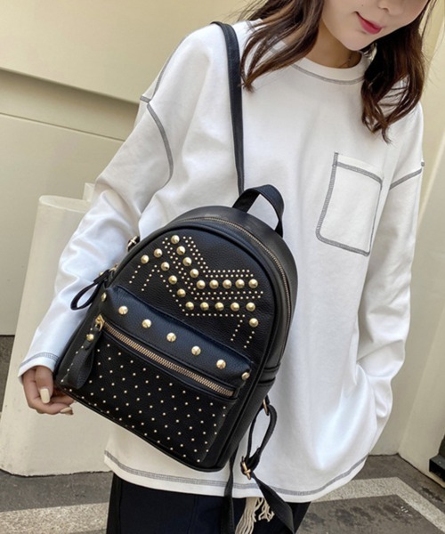 デイバック リュック リュックサック スタッズ フェイクレザー レディース | miniministore | 04