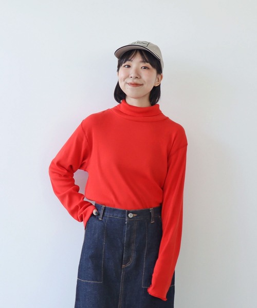 tシャツ テレコ タートルネックカットソー レディース