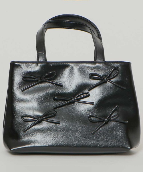 ハンドバッグ 「リボン×2WAY」レディース チェーンショルダー付き