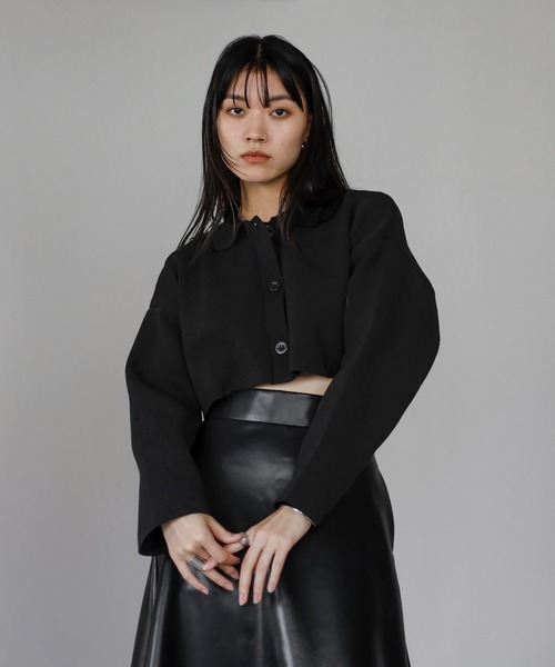 ENC コート アウター polo knit short jacket / ポロニットショート