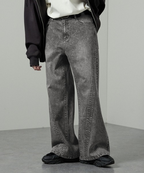 Alfred Alex ツイストデザイン ウォッシュドバギーデニムパンツ S 