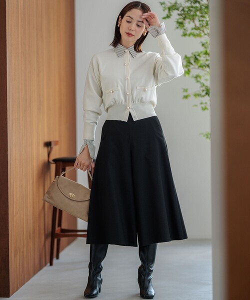 組曲（KUMIKYOKU） パンツ ウールライクストレッチ フレアパンツ