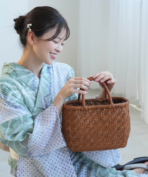 セール】リボンxサテンブレードカゴバッグ（かごバッグ