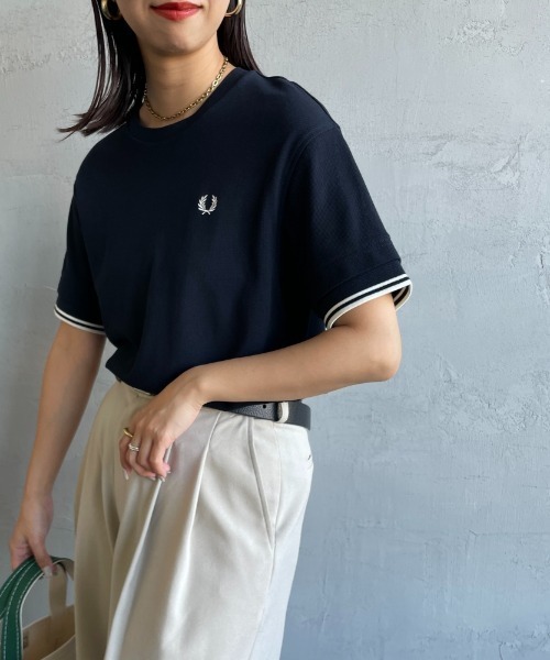 tシャツ 「FRED PERRY/フレッドペリー」 ツインティップライン 鹿の子Tシャツ レディース