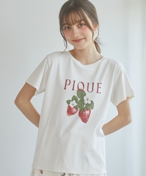 gelatopiqué イチゴ刺繍 ルームウェア gelato pique パジャマ ルームウェア いちごワンポイントTシャツ