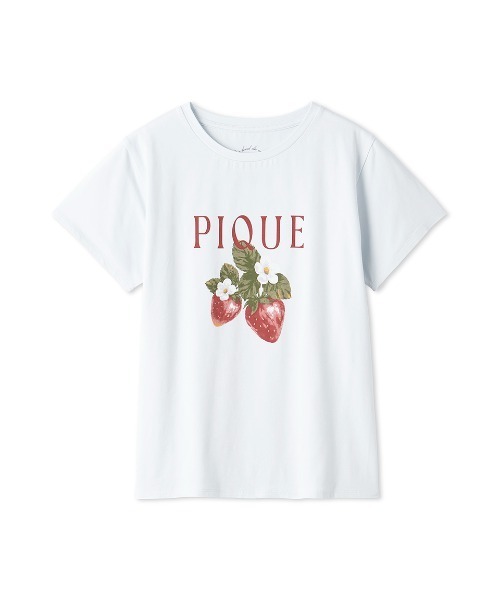 【さわ】ジェラートピケ　いちごワンポイントTシャツ いちごワンポイントTシャツ(カットソー・Tシャツ)｜ルームウェア