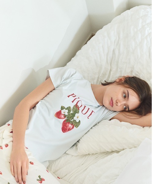 gelato pique パジャマ ルームウェア いちごワンポイントTシャツ