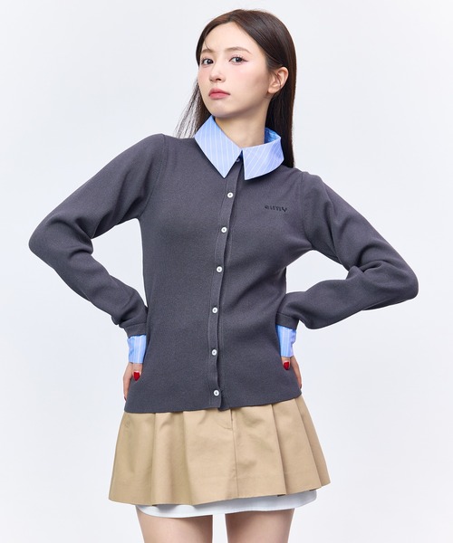 eimy istoire ニット EIMYロゴバイカラーニットカーディガン  