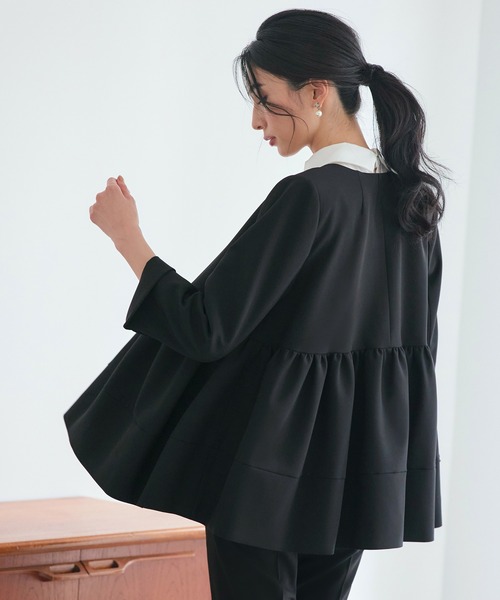 RUIRUE BOUTIQUE セットアップ ストレッチ ｜ ノーカラー タック