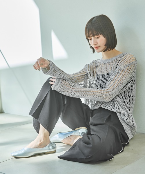 LAKOLE（ラコレ） ニット セーター メッシュニットプルオーバー