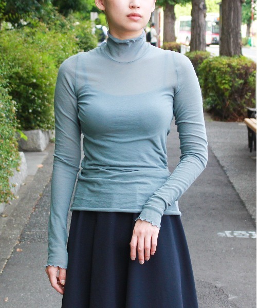 tシャツ HAKUJI / ハクジ  SOFT SHEER HIGH NECK PULLOVER シアー ハイネック プルオーバー レディース
