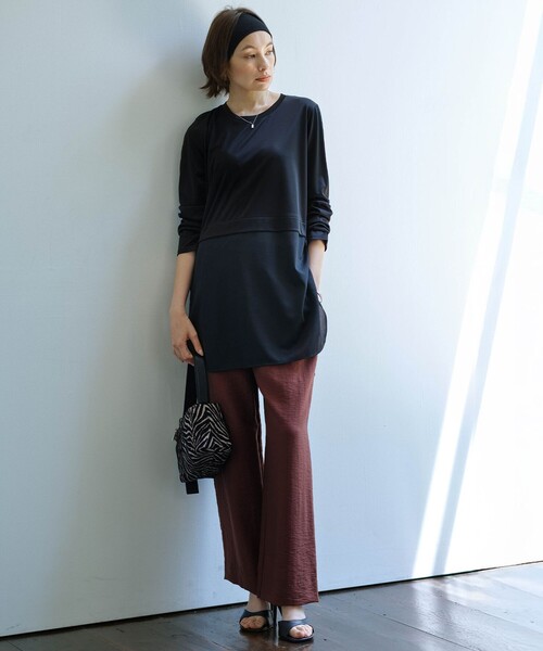 ICB（アイシービー） パンツ ワッシャーツイル ワイドストレートパンツ