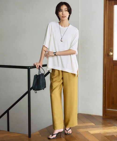 ICB（アイシービー） パンツ ワッシャーツイル ワイドストレートパンツ