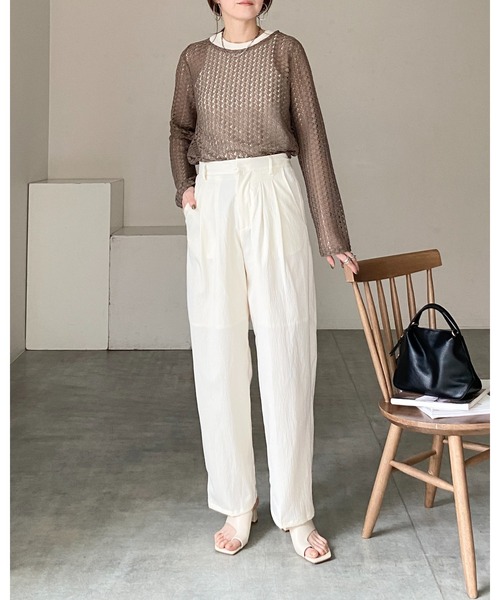 cccmalie シーマリー 裾レースシアー長袖カットソー 裾レースシアーカットソー シーマリー cccmalie 裾レースシアー