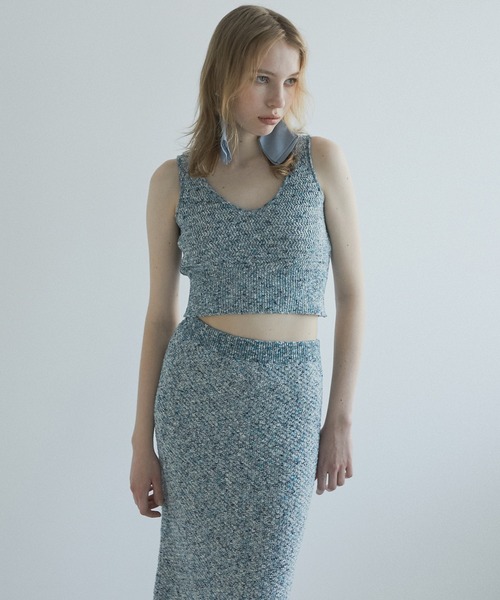 LE CIEL BLEU ツイードニットミニスカート / Tweed Knit LE CIEL BLEU スカート ツイードメランジニットスカート / Tweed