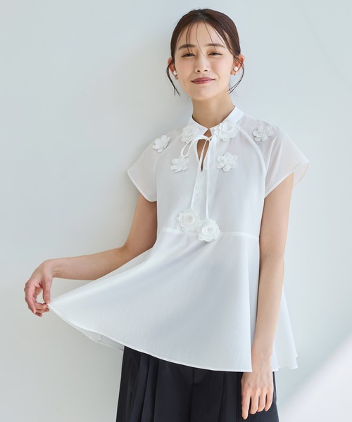 RUIRUE BOUTIQUE ブラウス シャツ 洗える ｜ フラワーモチーフ