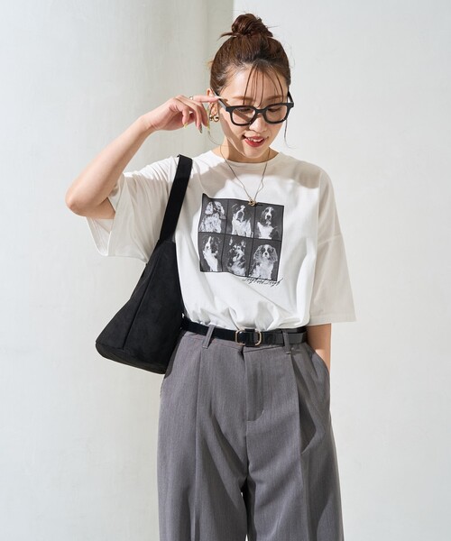 tシャツ フォトプリントＴシャツ レディース FREAK'S STORE tシャツ 限定展開 フォト 6 DOG プリント BIG