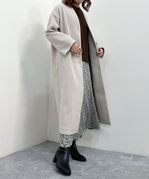 「archives」 チェスターコート MEDIUM グレイッシュベージュ レディース_画像8