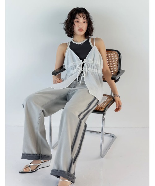 Re:EDIT キャミソール ギンガムチェックリボンキャミソール