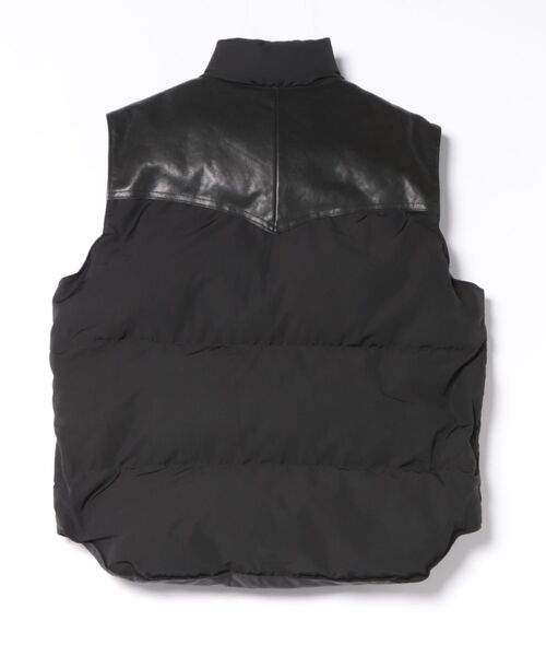 ベスト ジレ LEATHER COMB. VEST メンズの画像