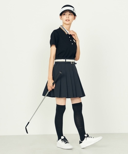 レディースゴルフウェアセットアップ　キュロットパンツLサイズ　ブラック a.v.v（アー・ヴェ・ヴェ） パンツ レディースゴルフウエア/プリーツ