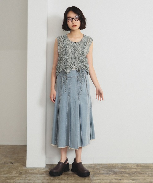 Ray BEAMS（レイ ビームス） ブラウス シャツ チェック ギャザー