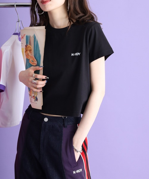 NERDY tシャツ 半袖 ブレンク ミニロゴ クロップド 半袖 Tシャツ