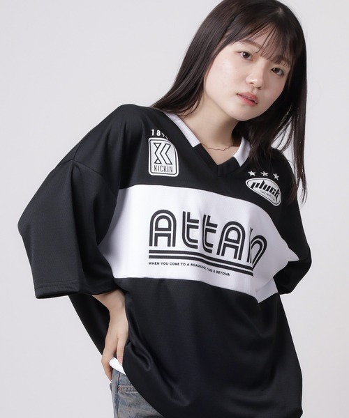 tシャツ 「84」ユニフォームデザイン カットメッシュ 切替 Vネック