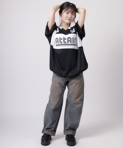 tシャツ 「84」ユニフォームデザイン カットメッシュ 切替 Vネック