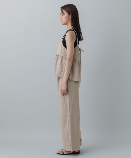 グローバルワーク　リネンライクフリルサロペ GLOBAL WORK サロペット オーバーオール MATINEE LINE/リネン